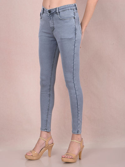 Blue Skinny High-Waist Jeans-Women Jeans-Crimsoune Club