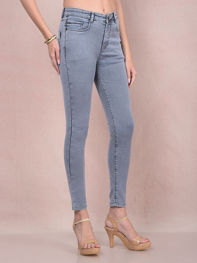 Blue Skinny High-Waist Jeans-Women Jeans-Crimsoune Club