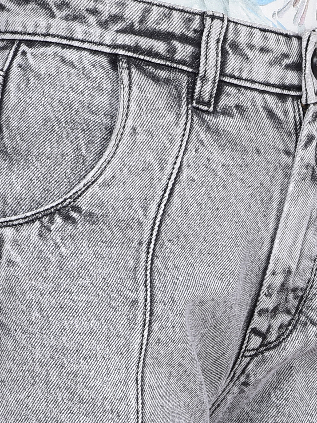 Grey Wide-Leg 100% Cotton Jeans-Women Jeans-Crimsoune Club