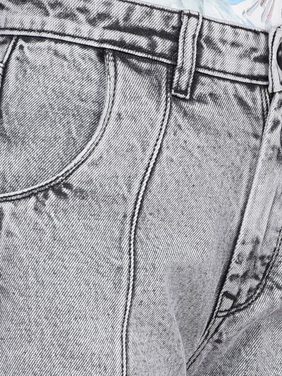 Grey Wide-Leg 100% Cotton Jeans-Women Jeans-Crimsoune Club