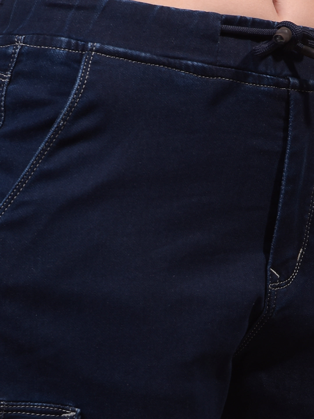 Women's Blue Cargo Joggers-Women Jeans-Crimsoune Club