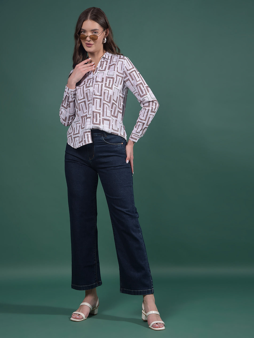 Navy Blue Wide-Leg Jeans-Women Jeans-Crimsoune Club