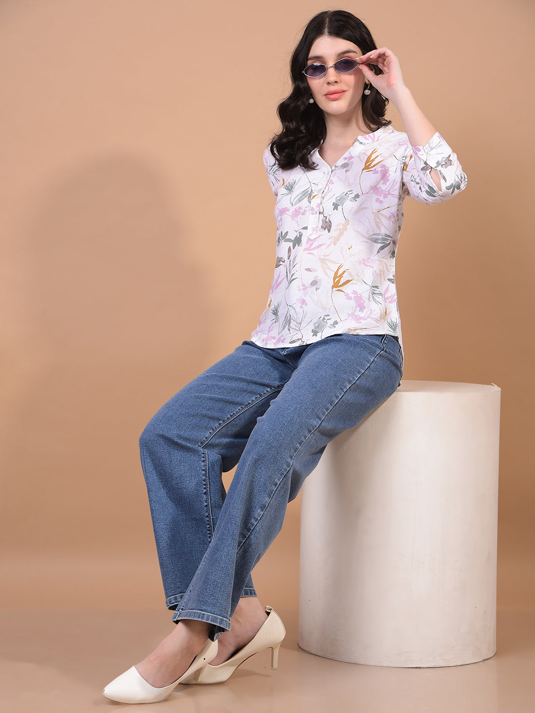 Women's Blue Wide-Leg Jeans-Women Jeans-Crimsoune Club