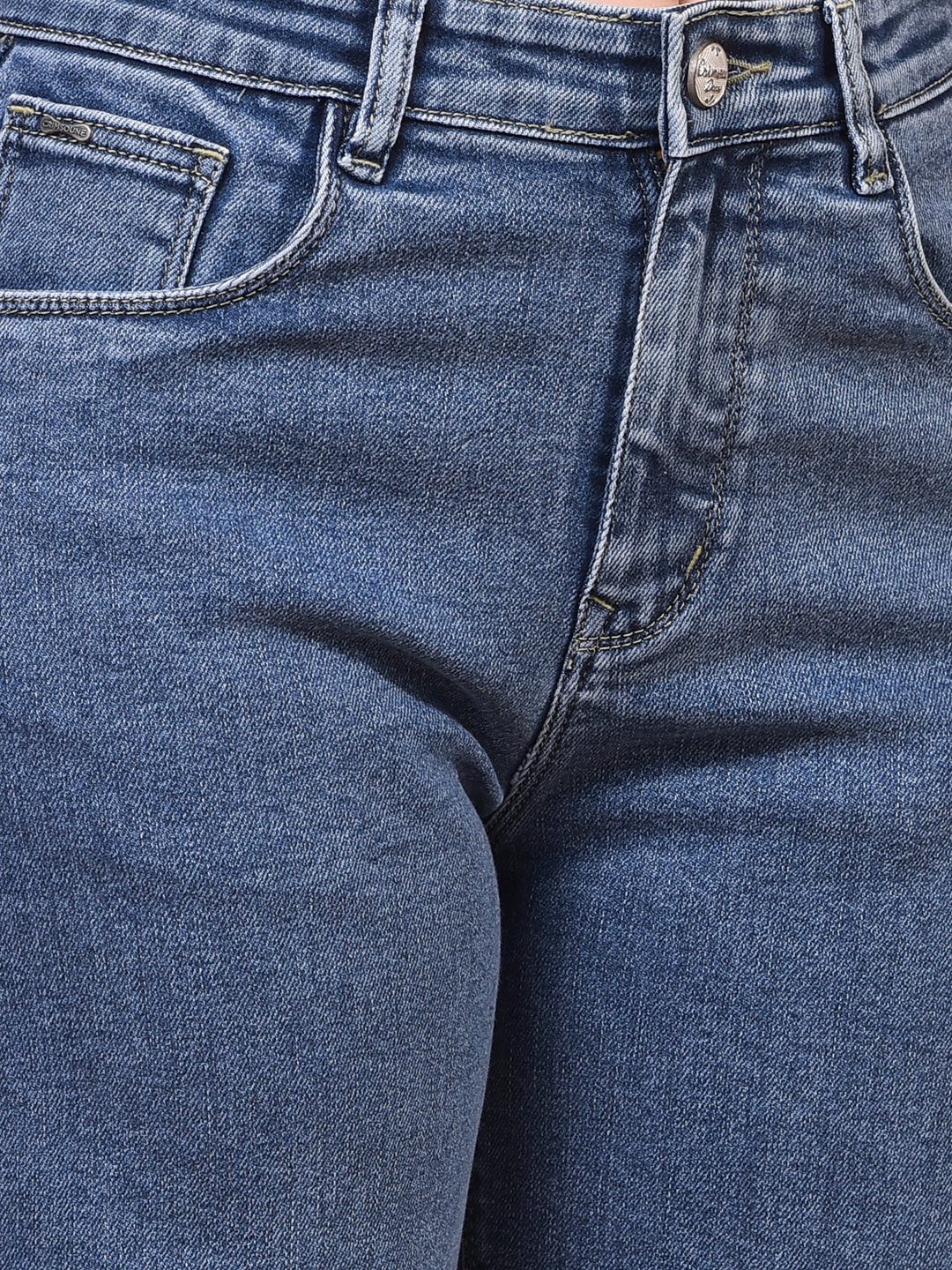 Women's Blue Wide-Leg Jeans-Women Jeans-Crimsoune Club