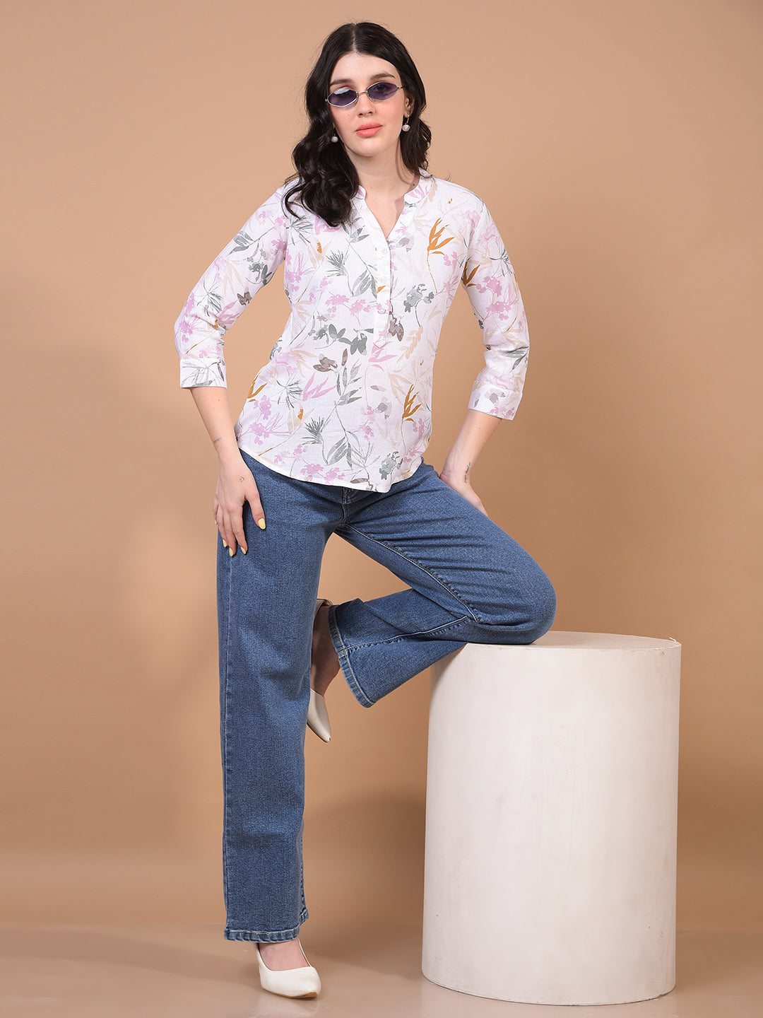 Women's Blue Wide-Leg Jeans-Women Jeans-Crimsoune Club