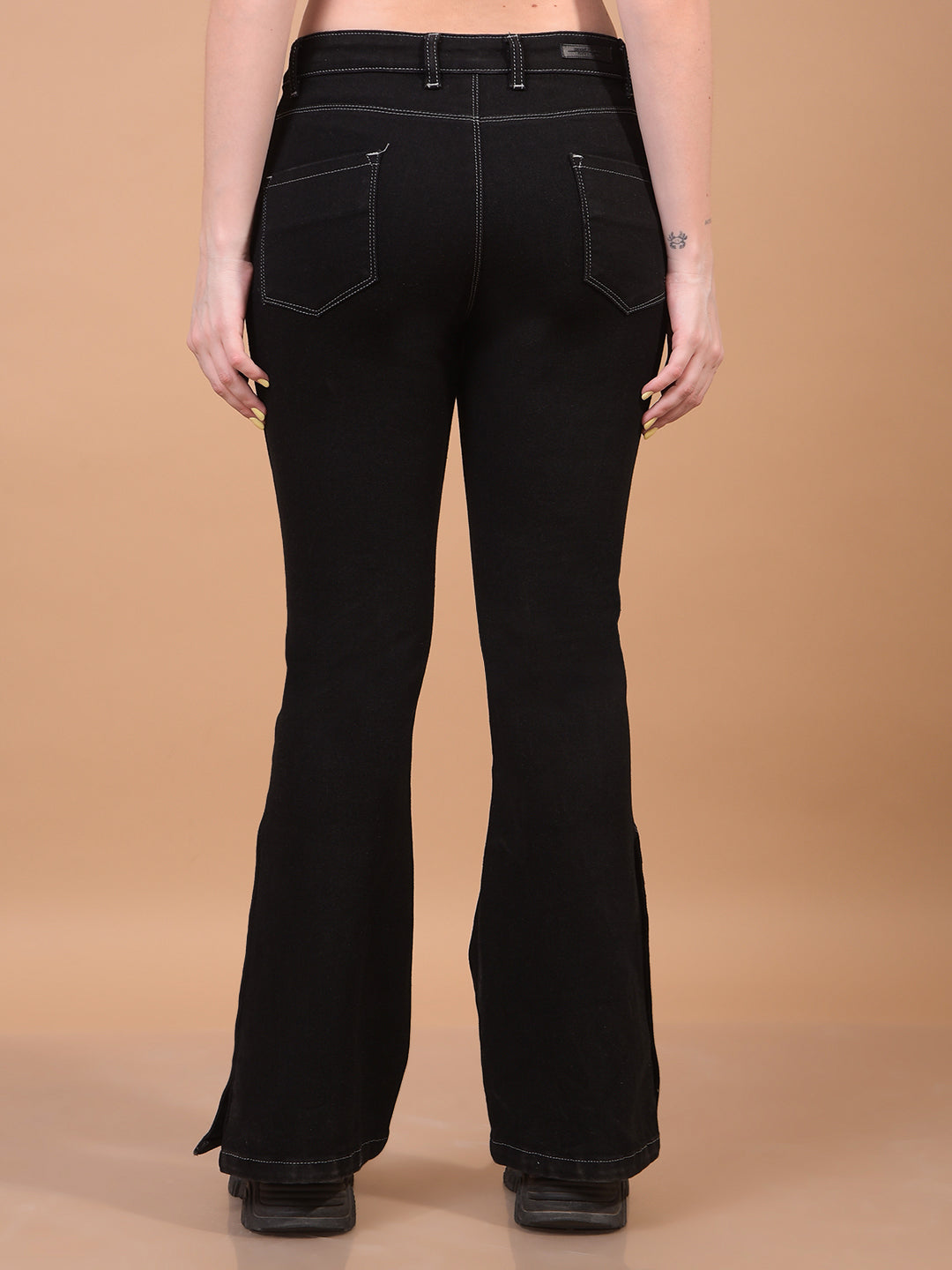 Women's Black Bootcut Jeans-Women Jeans-Crimsoune Club
