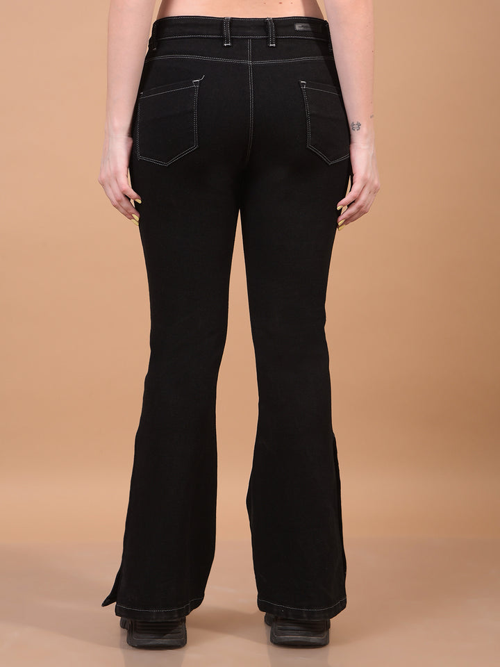 Women's Black Bootcut Jeans-Women Jeans-Crimsoune Club