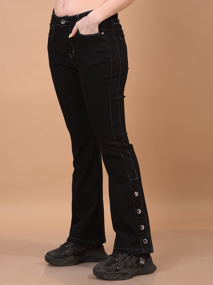 Women's Black Bootcut Jeans-Women Jeans-Crimsoune Club