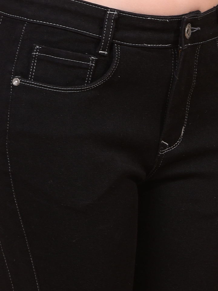 Women's Black Bootcut Jeans-Women Jeans-Crimsoune Club