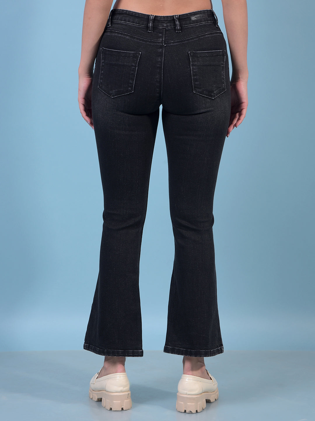 Women's Blue Bootcut Jeans-Women Jeans-Crimsoune Club