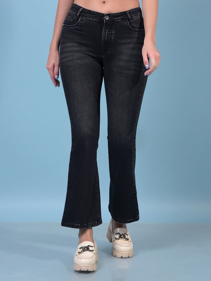 Women's Blue Bootcut Jeans-Women Jeans-Crimsoune Club