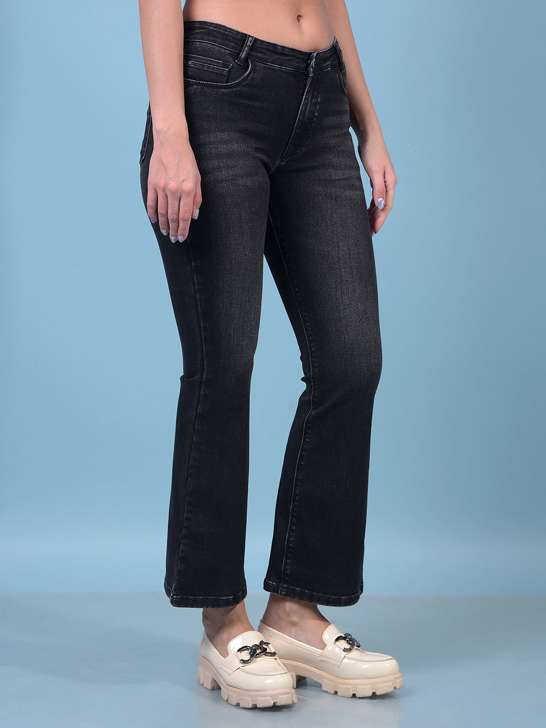 Women's Blue Bootcut Jeans-Women Jeans-Crimsoune Club