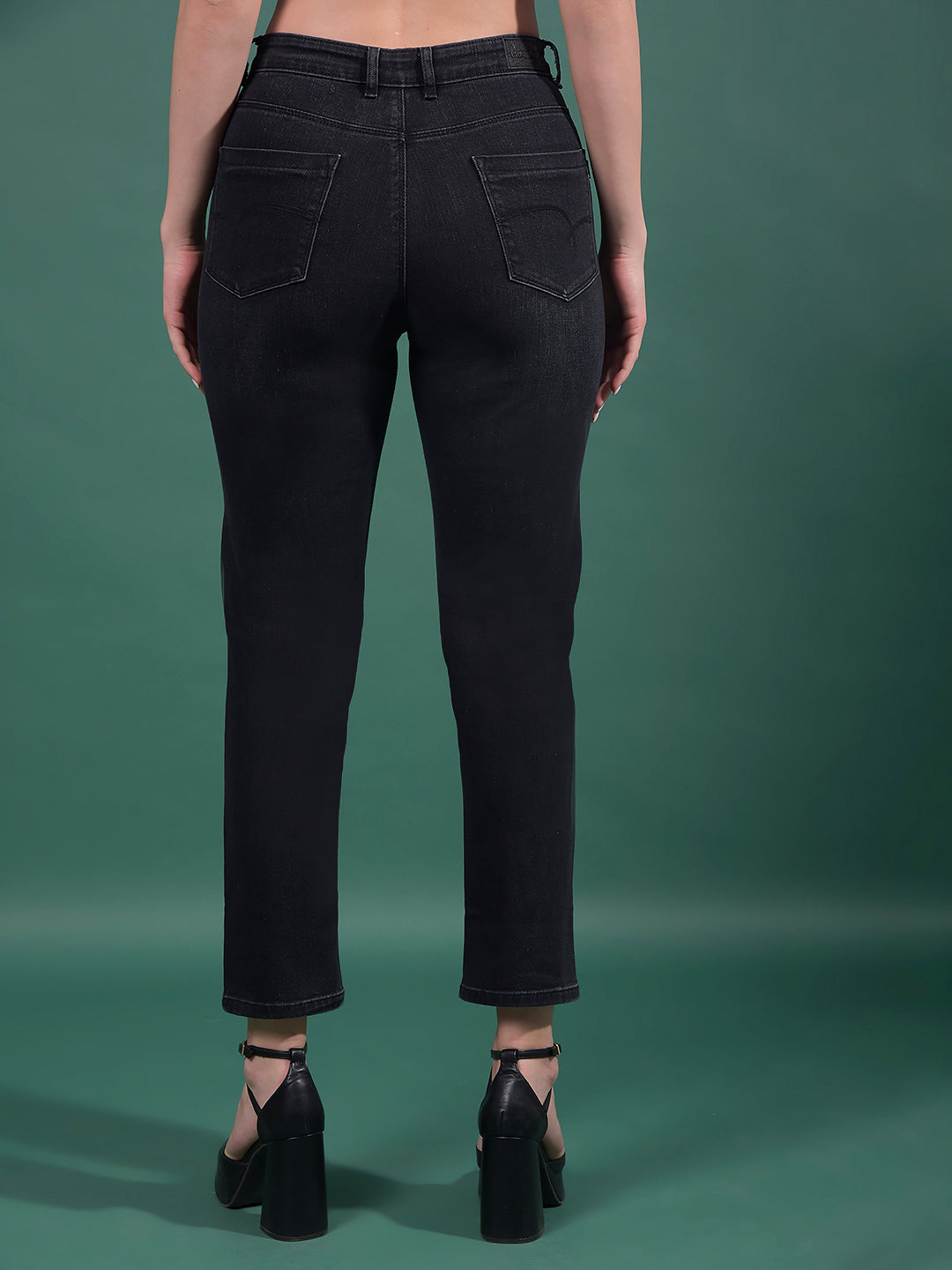 Black Straight Jeans-Women Jeans-Crimsoune Club
