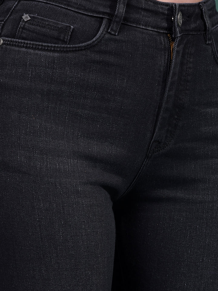 Black Straight Jeans-Women Jeans-Crimsoune Club