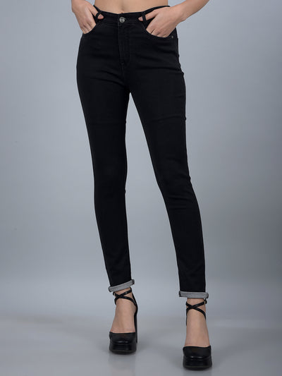 Black Skinny High-Waist Jeans-Women Jeans-Crimsoune Club