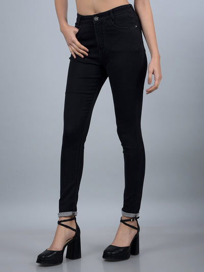 Black Skinny High-Waist Jeans-Women Jeans-Crimsoune Club