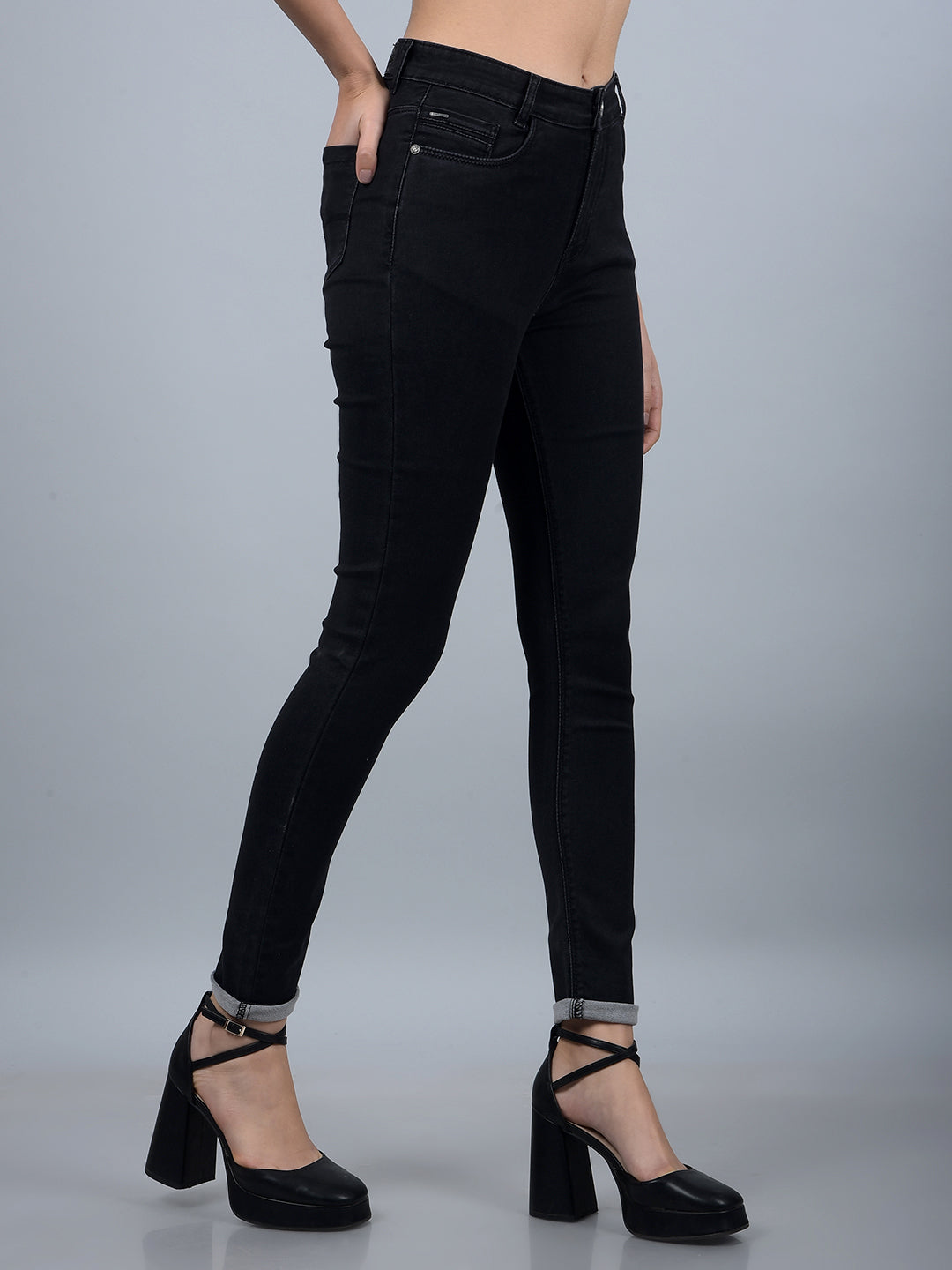 Black Skinny High-Waist Jeans-Women Jeans-Crimsoune Club