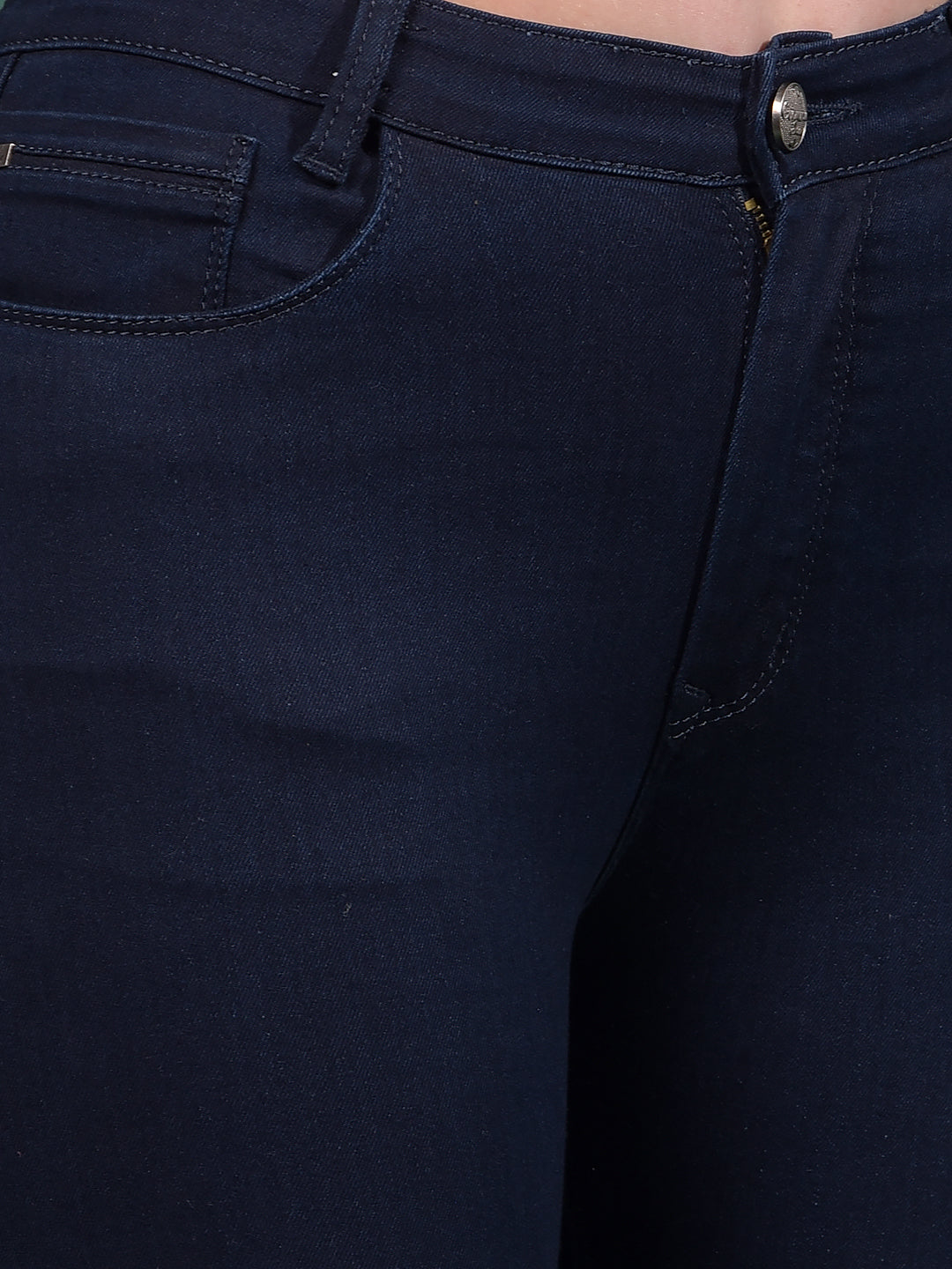 Navy Blue Skinny High-Waist Jeans-Women Jeans-Crimsoune Club