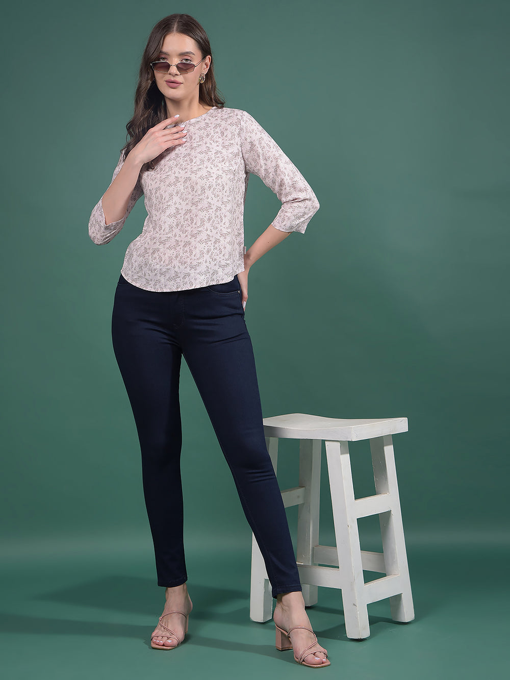 Navy Blue Skinny High-Waist Jeans-Women Jeans-Crimsoune Club