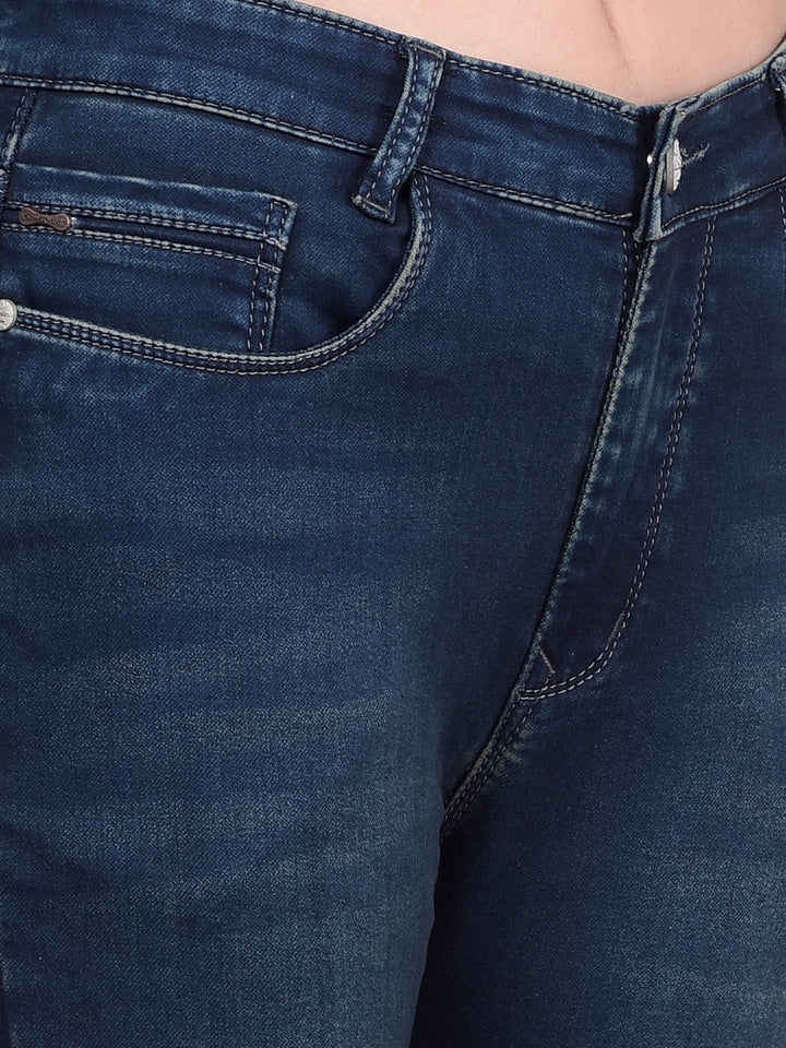 Navy Blue Skinny High-Waist Jeans-Women Jeans-Crimsoune Club