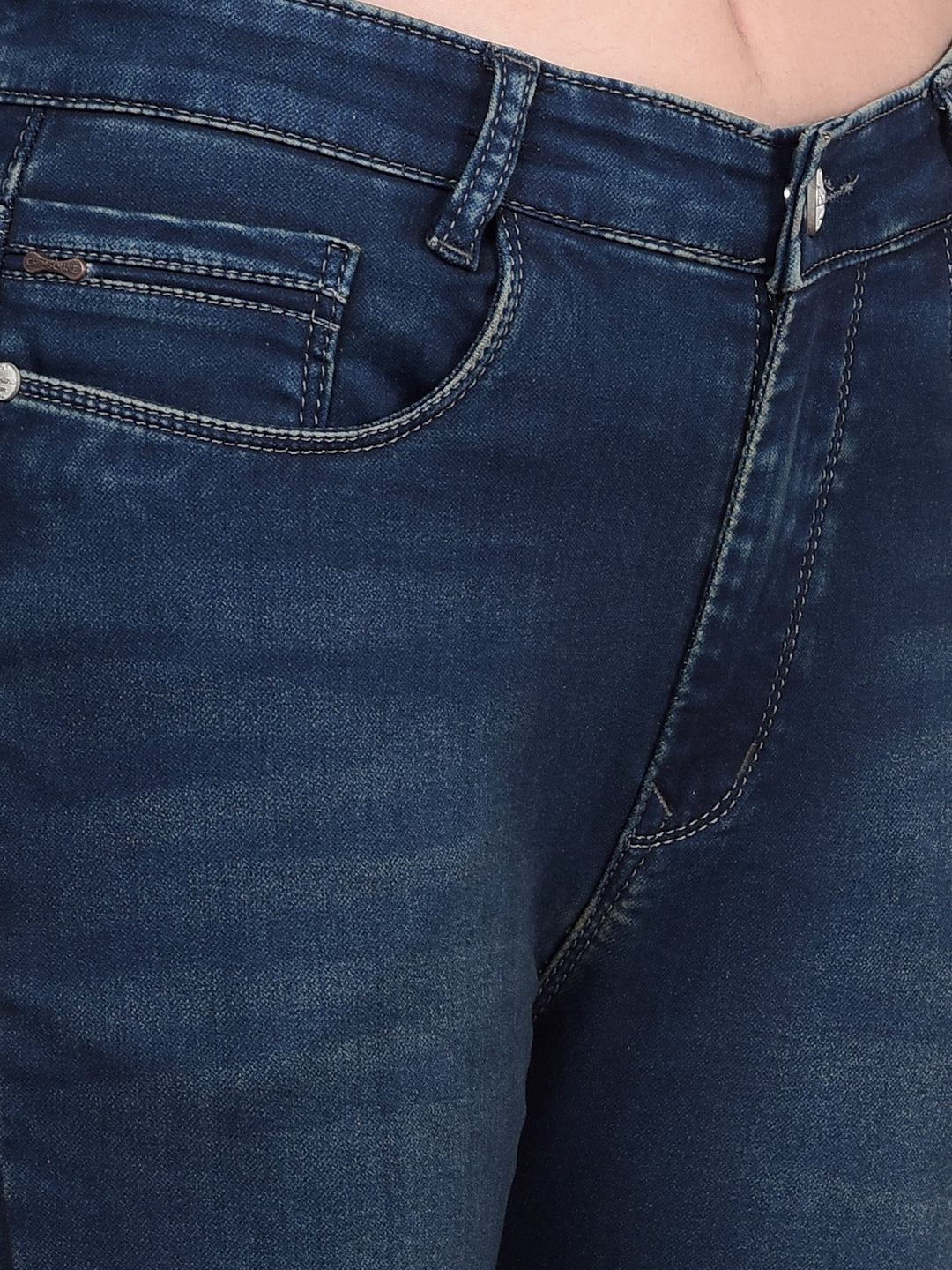 Navy Blue Skinny High-Waist Jeans-Women Jeans-Crimsoune Club