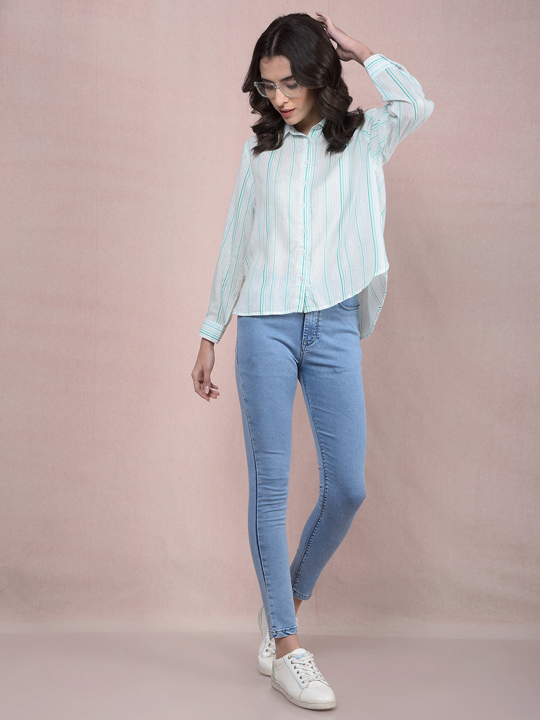 Blue Skinny High-Waist Jeans-Women Jeans-Crimsoune Club