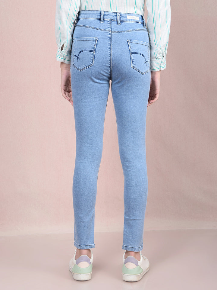 Blue Skinny High-Waist Jeans-Women Jeans-Crimsoune Club