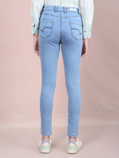 Blue Skinny High-Waist Jeans-Women Jeans-Crimsoune Club