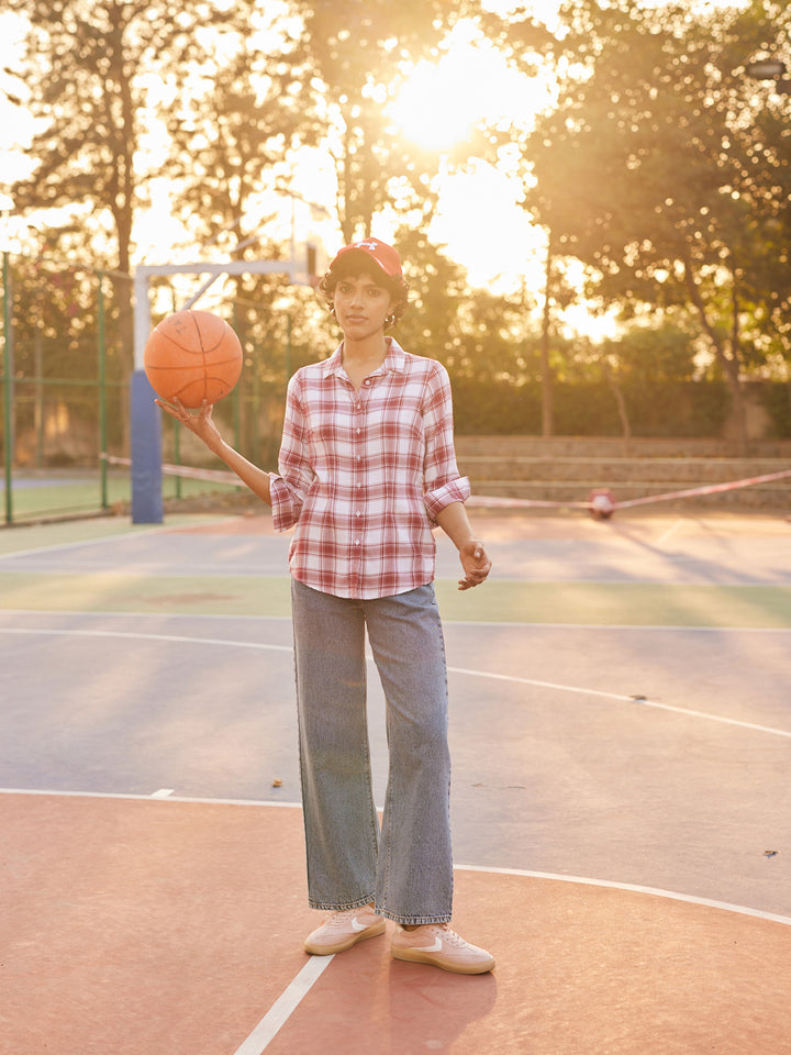 Blue 100% Cotton Wide-Leg Jeans-Women Jeans-Crimsoune Club