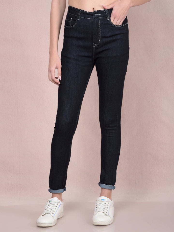 Black Skinny High-Waist Jeans-Women Jeans-Crimsoune Club
