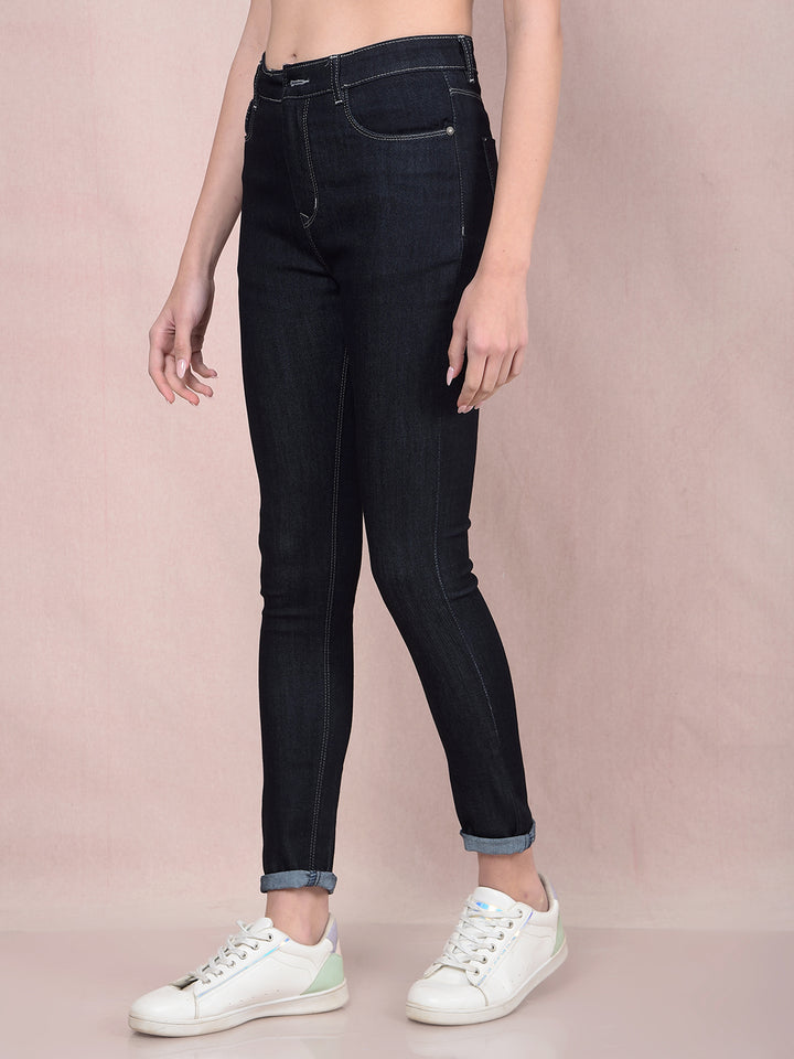 Black Skinny High-Waist Jeans-Women Jeans-Crimsoune Club