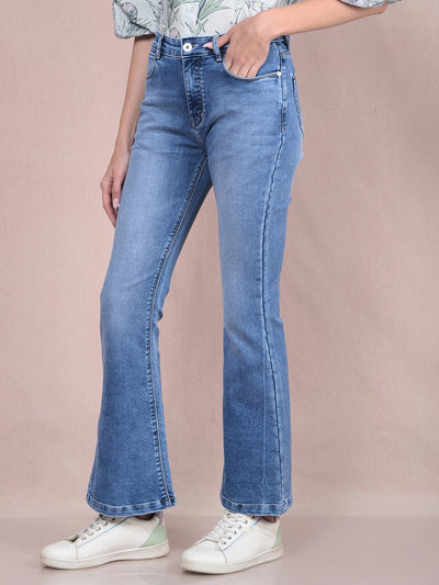 Blue Bootcut Jeans-Women Jeans-Crimsoune Club