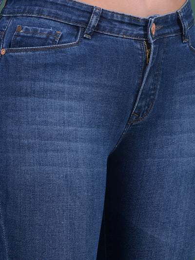 Blue Bootcut Jeans-Women Jeans-Crimsoune Club