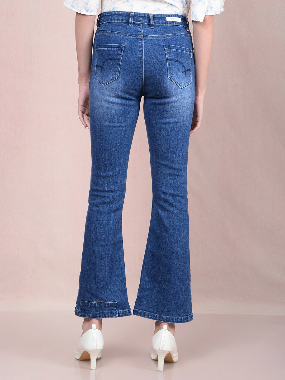 Blue Bootcut Jeans-Women Jeans-Crimsoune Club