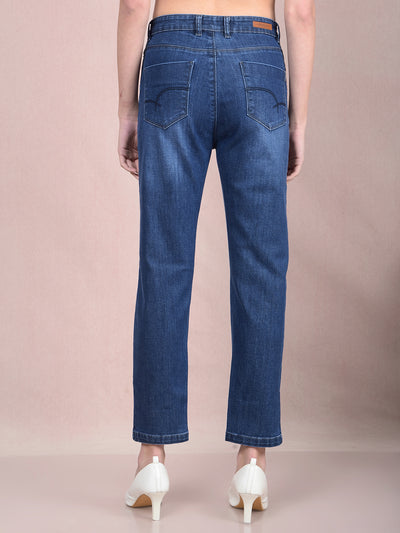 Blue Straight Jeans-Women Jeans-Crimsoune Club