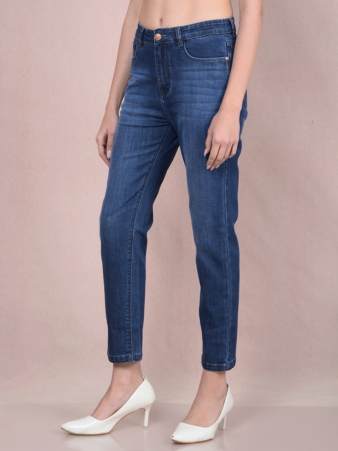 Blue Straight Jeans-Women Jeans-Crimsoune Club