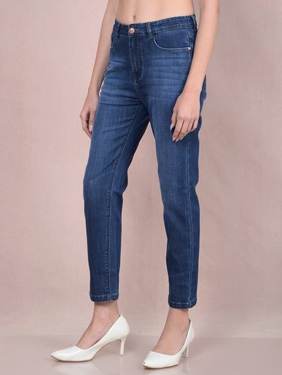 Blue Straight Jeans-Women Jeans-Crimsoune Club