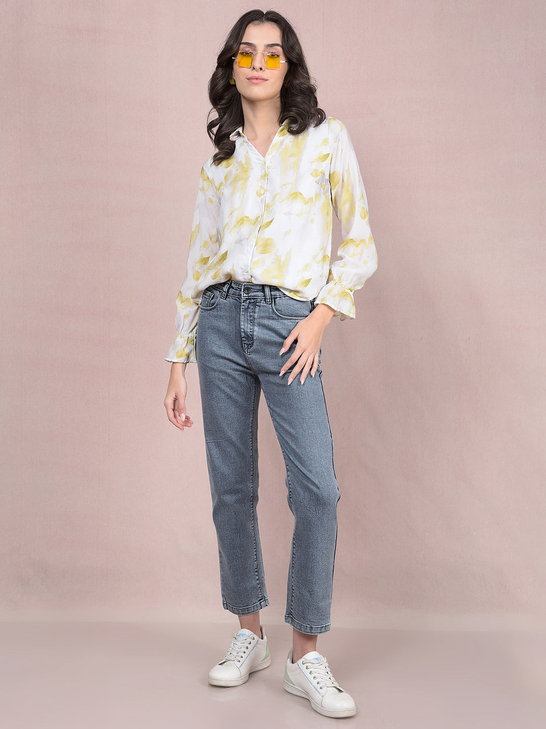 Grey Straight Jeans-Women Jeans-Crimsoune Club