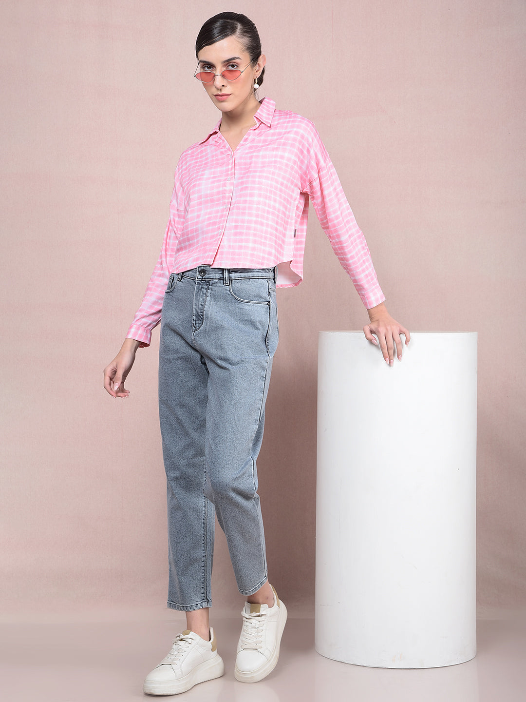 Grey Mom Fit Jeans-Women Jeans-Crimsoune Club