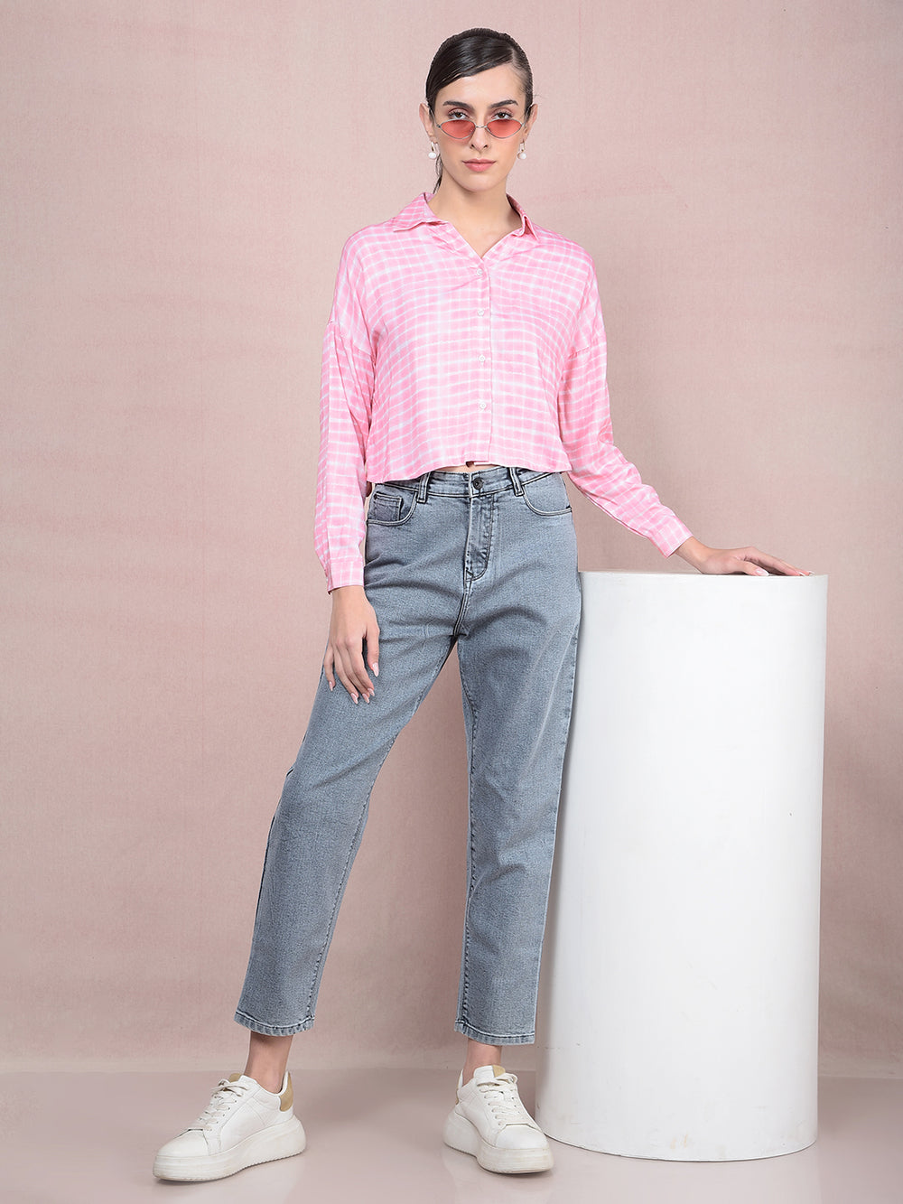 Grey Mom Fit Jeans-Women Jeans-Crimsoune Club