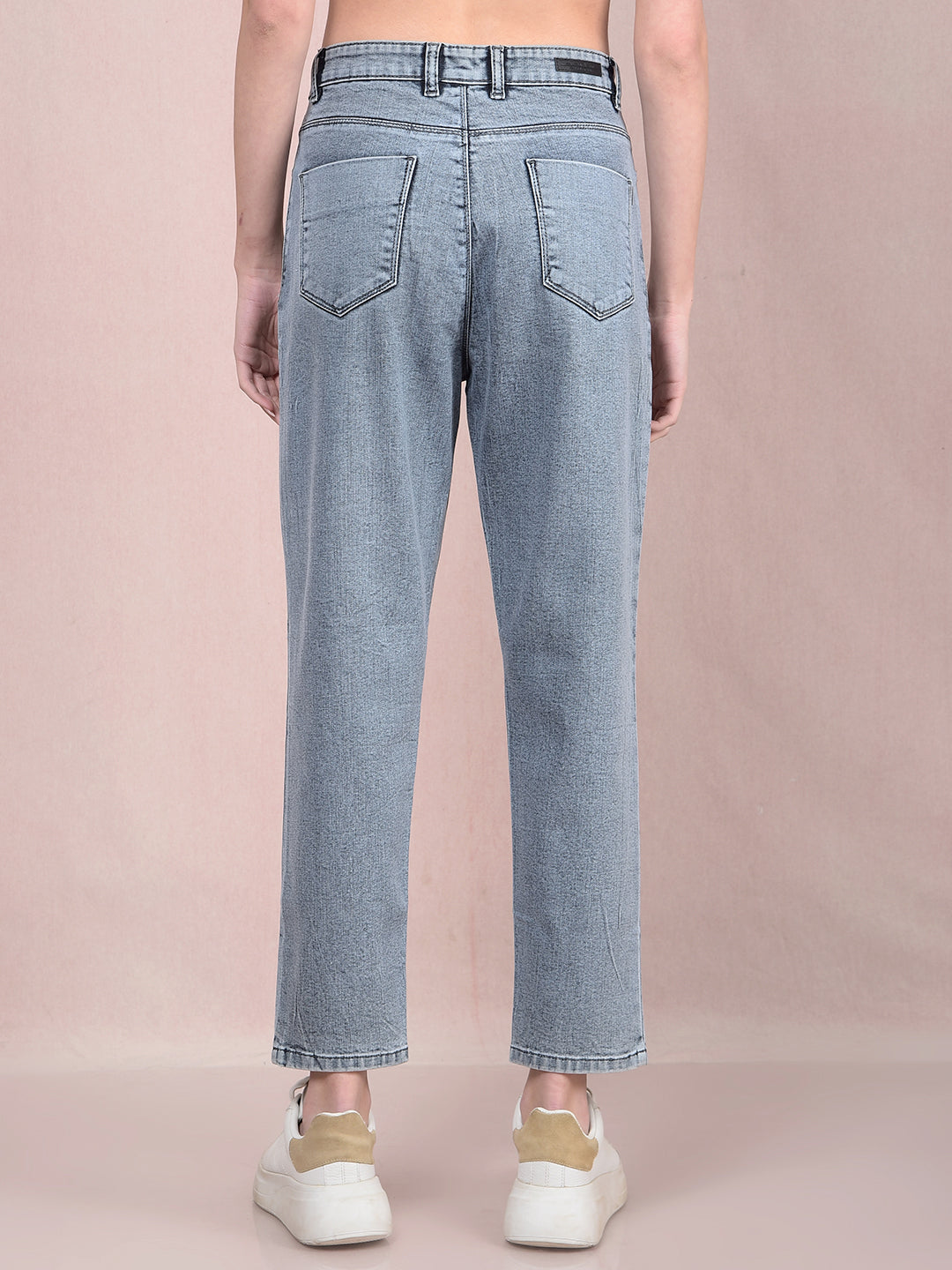 Grey Mom Fit Jeans-Women Jeans-Crimsoune Club