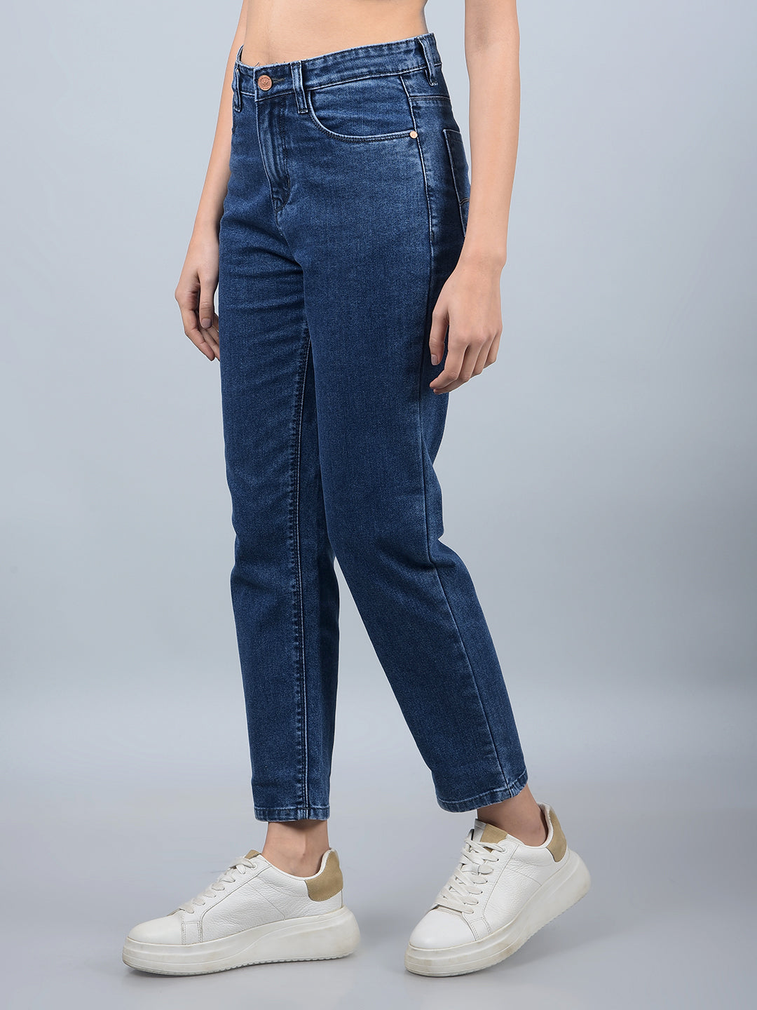 Blue Straight Jeans-Women Jeans-Crimsoune Club