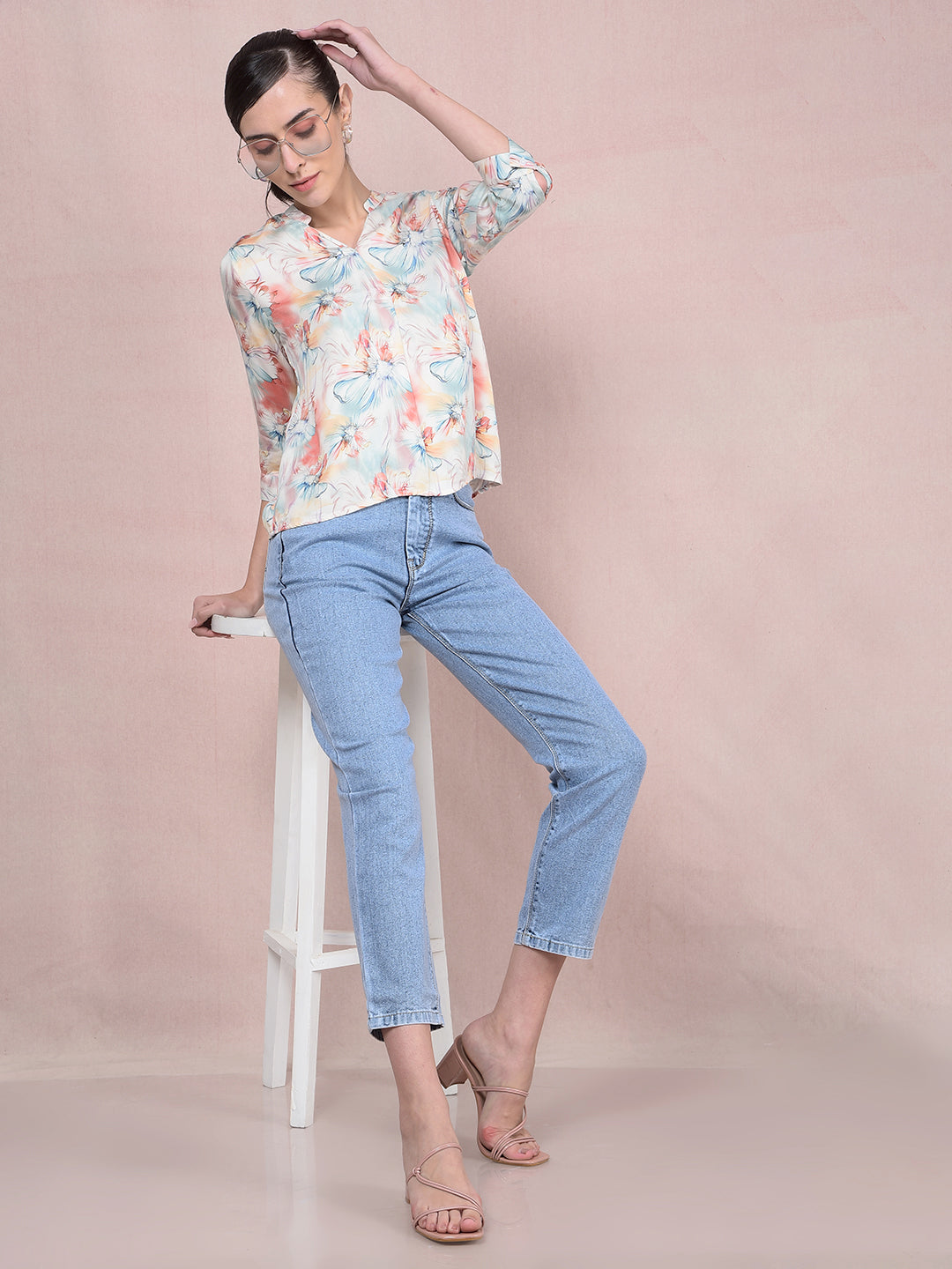 Blue Straight Jeans-Women Jeans-Crimsoune Club