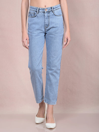 Blue Straight Jeans-Women Jeans-Crimsoune Club