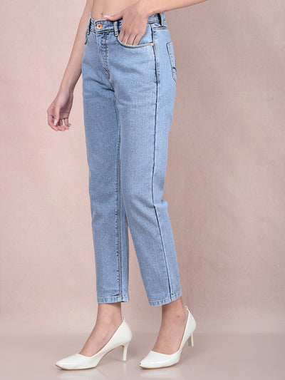 Blue Straight Jeans-Women Jeans-Crimsoune Club
