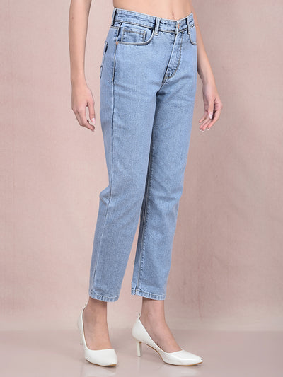 Blue Straight Jeans-Women Jeans-Crimsoune Club
