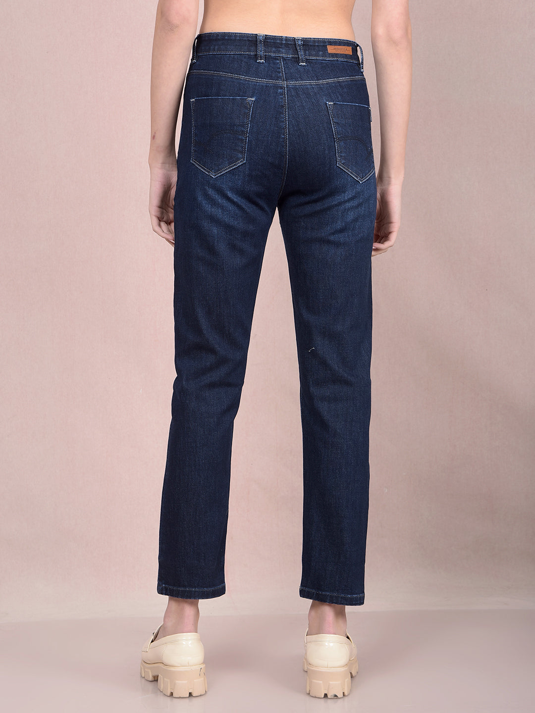 Navy Blue Jeans-Women Jeans-Crimsoune Club