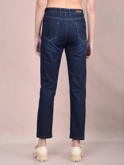 Navy Blue Jeans-Women Jeans-Crimsoune Club