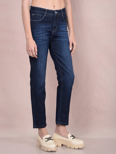 Navy Blue Jeans-Women Jeans-Crimsoune Club