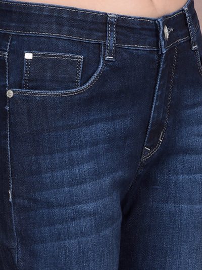 Navy Blue Jeans-Women Jeans-Crimsoune Club